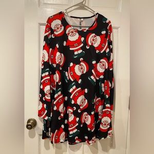 Meaneor Santa Claus Holiday Long Sleeve Christmas Dress in Black/Red - NWT